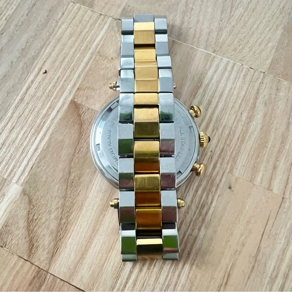 Klaus Kobec couture sports two tone chronograph dress watch NEW BATTERY